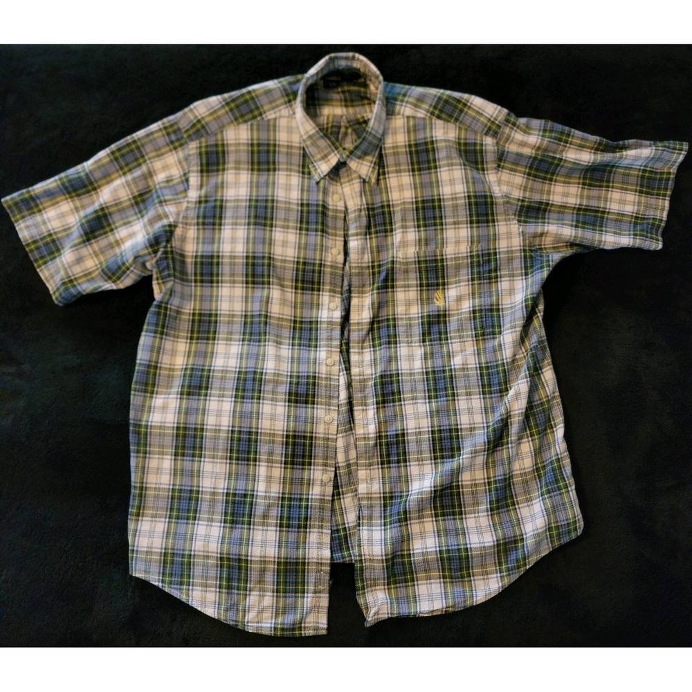 Vintage Nautica Men's Button Up Short Sleeve Plaid Size XL